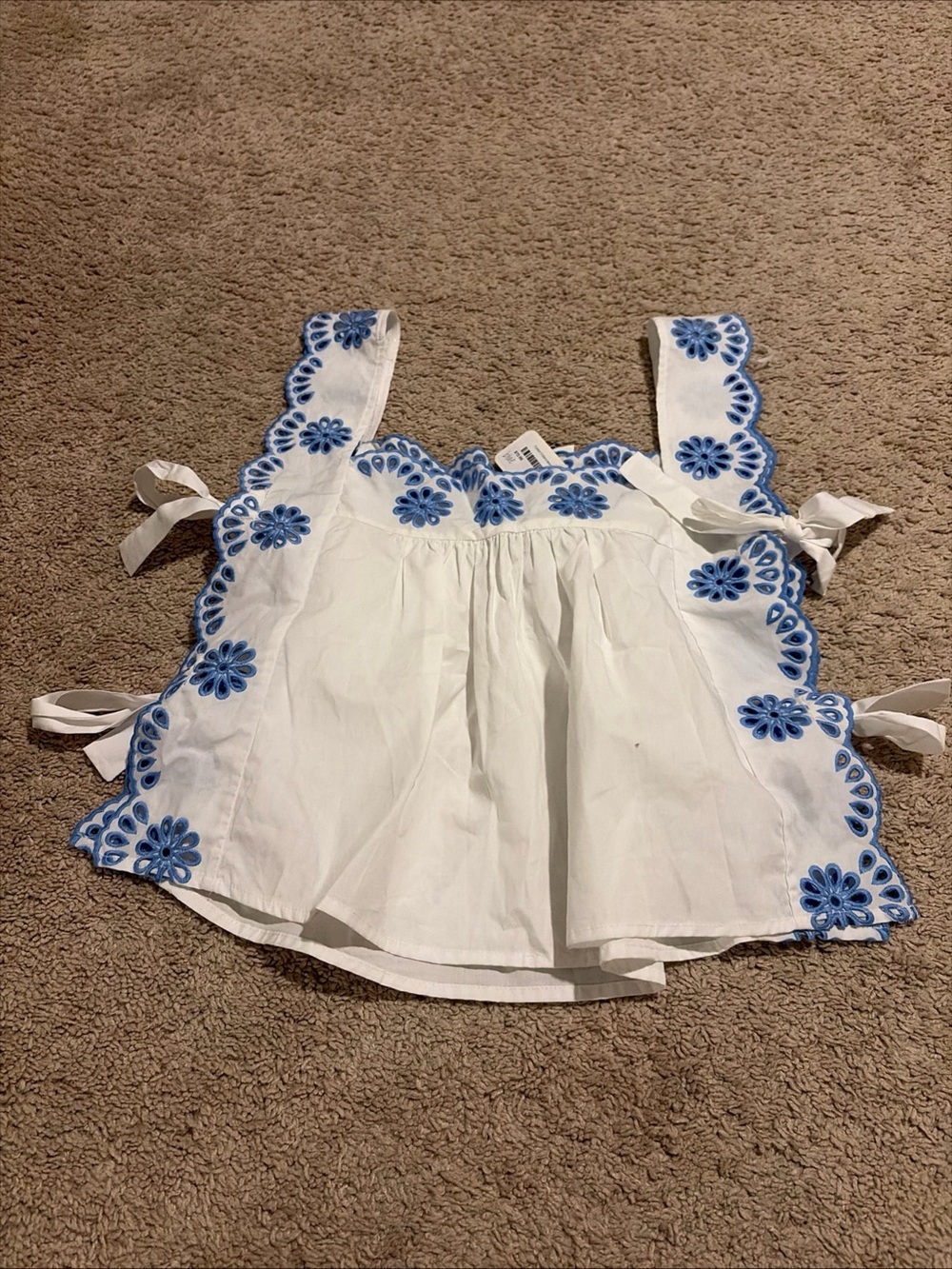 NWT Mable Anthropologie Blue White 100% Cotton Floral Shirt Top Blouse Large - Picture 7 of 8